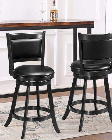 Giantex Accent Wooden Swivel Back Counter Height Bar Stool, Fabric Upholstered Design