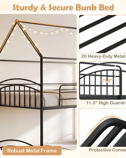 Giantex Twin Over Twin Bunk Bed with Slide & Ladder