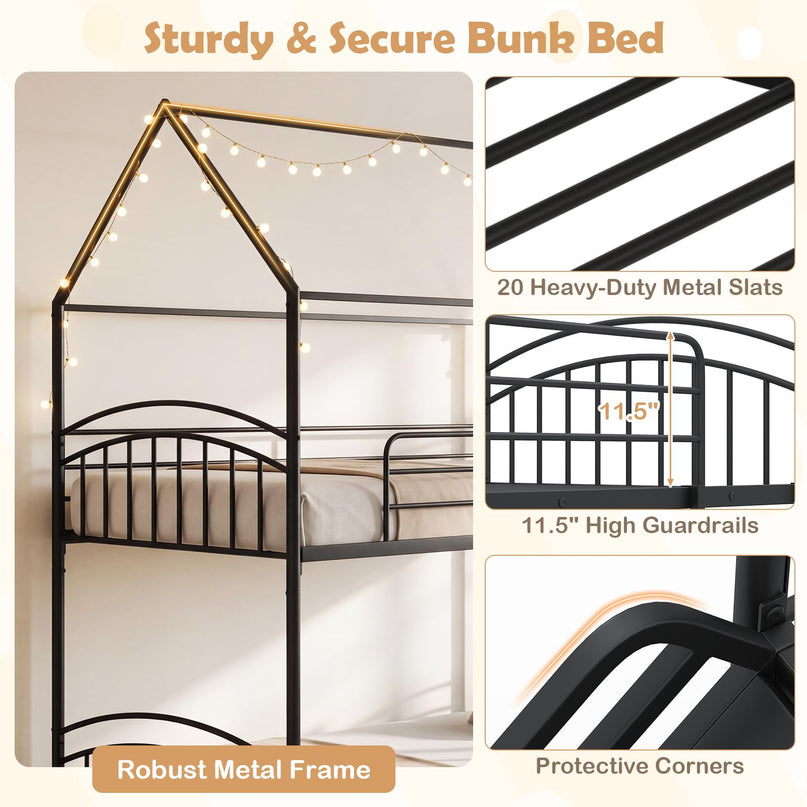Giantex Twin Over Twin Bunk Bed with Slide & Ladder