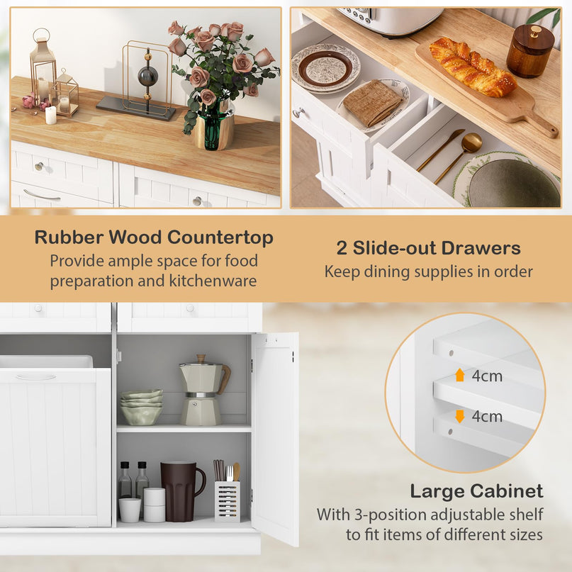 Giantex Kitchen Trash Cabinet, Kitchen Island with Tilt Out Garbage Bin