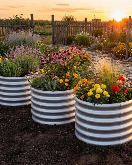 Giantex 2 x 2 x 1.5 FT Round Galvanized Raised Garden Bed with Open-Ended Base (1/2)