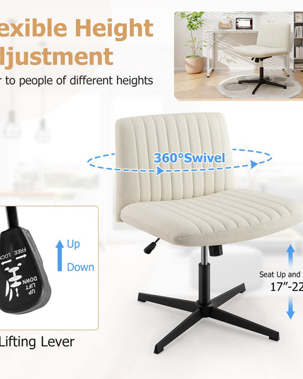 Giantex Criss Cross Chair, Fabric Cross Legged Office Desk Chair No Wheels