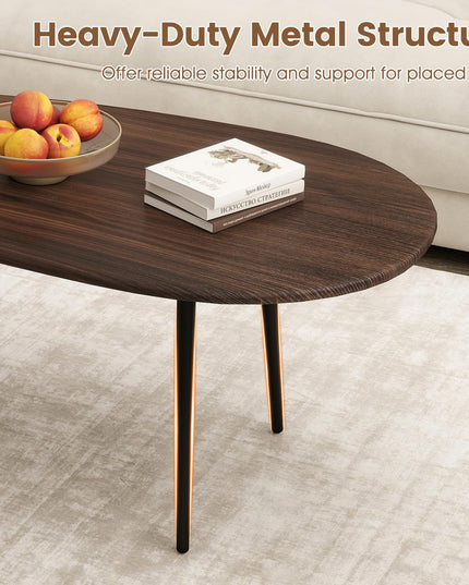 Table basse ovale Giantex, table d'appoint de style Mid-Century Modern