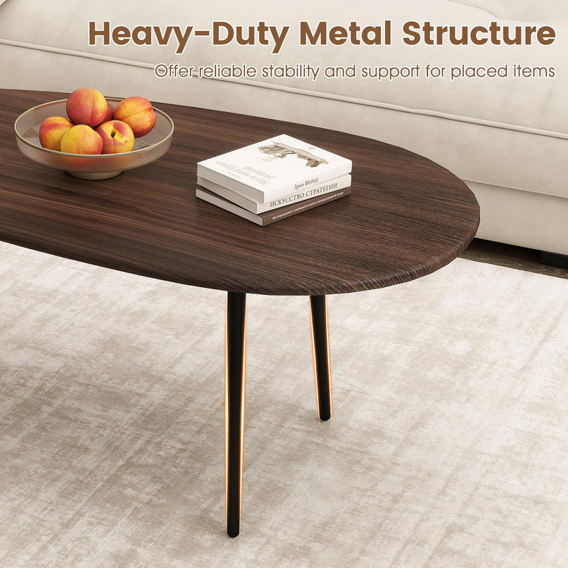 Table basse ovale Giantex, table d'appoint de style Mid-Century Modern