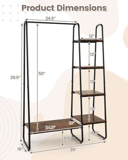 Giantex Clothes Rack with Shelves, Industrial Garment Rack with 5-Tier Shelves
