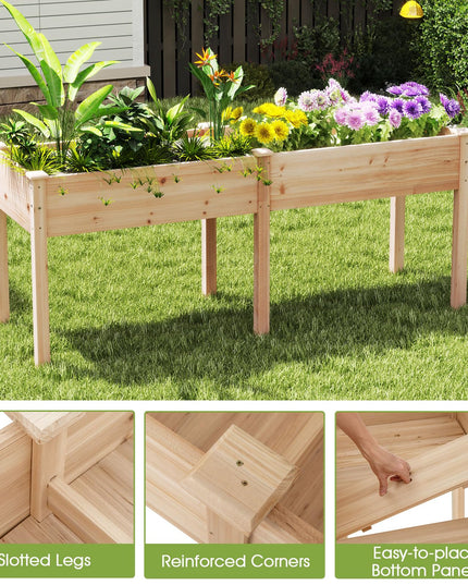73"x23"x30" Elevated Wood Planter Box with Legs