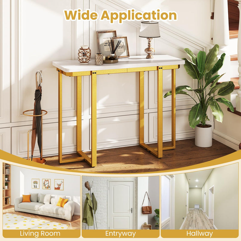 Giantex 42" Console Table Modern Faux Marble Entryway Table