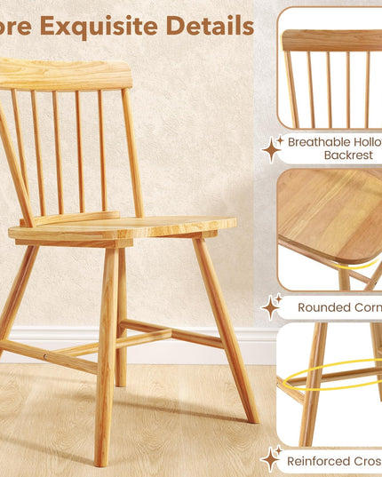 Giantex Windsor Dining Chairs Set of 2/4, Farmhouse Kitchen Chairs w/Rubber Wood Frame, Elegant Hollowed Backrest