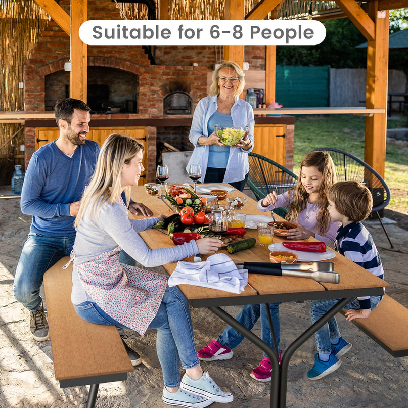 Giantex 6 FT Outdoor Picnic Table Bench Set for 6-8 People