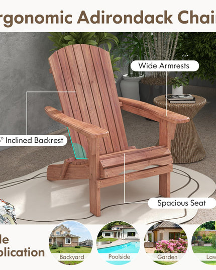 Giantex Foldable Adirondack Chair Set of 1/2/4 - Folding Front Porch Chairs with High Back, Wide Armrests, 400 LBS Max Load