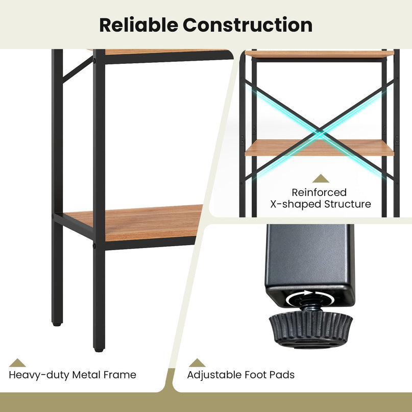 GIANTEX 4-Tier Arched Industrial Bookcase with Metal Frame (1/2)
