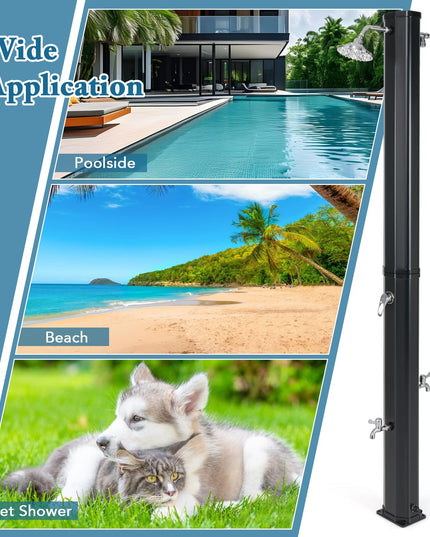 Giantex 9.3 Gallon Outdoor Shower, Solar Shower with Dual 360°Rotating Shower Heads, 2 Foot Showers