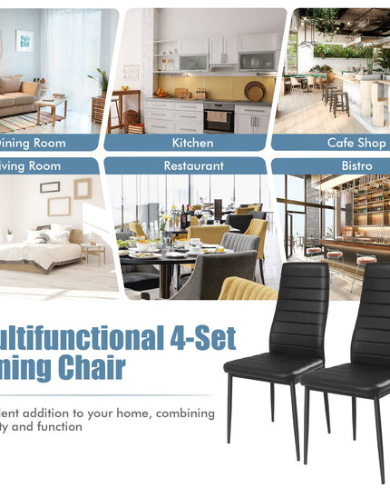 Giantex Set of 4 Dining Chairs, Upholstered Dining Side Chairs with Stain-Proof PVC Leather