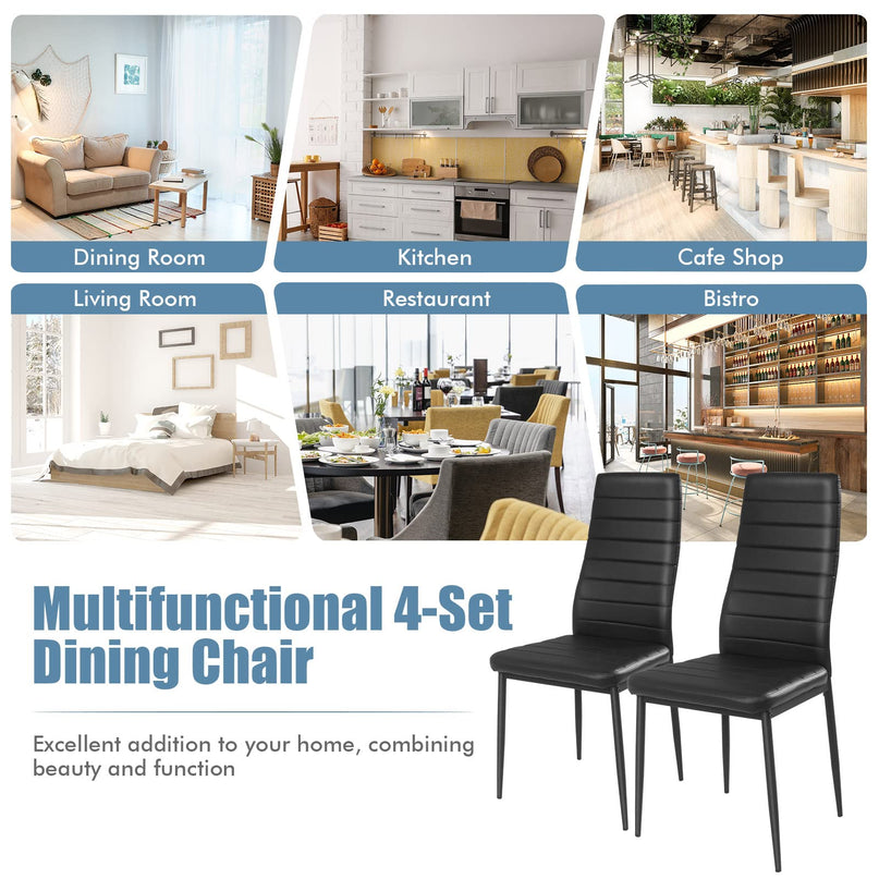 Giantex Set of 4 Dining Chairs, Upholstered Dining Side Chairs with Stain-Proof PVC Leather