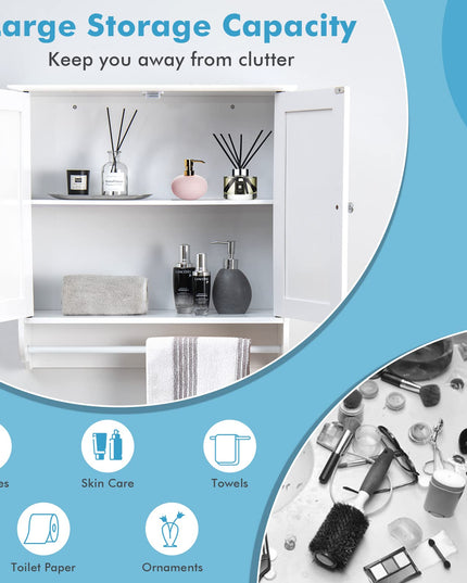 Bathroom Cabinet Wall Mounted - Over The Toilet Medicine Cabinet with Double Doors - Giantex