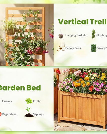 Jardinière surélevée en bois avec treillis Giantex pour l'extérieur