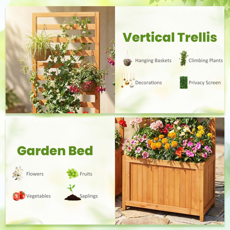 Jardinière surélevée en bois avec treillis Giantex pour l'extérieur