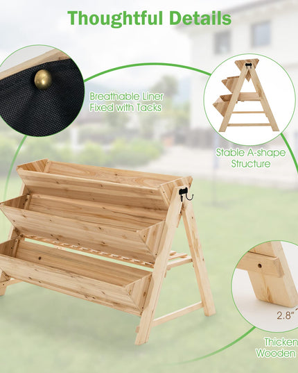 Giantex Raised Garden Bed, Vertical Planter with Storage Shelf (Natural)