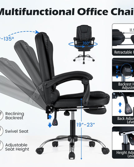 GIANTEX Massage Office Chair Comfy Desk Chair with Foot Rest