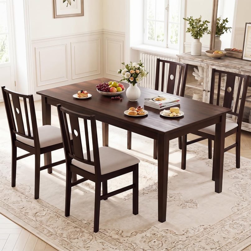 Giantex Upholstered Rubber Wood Dining Chairs Set of 2/4