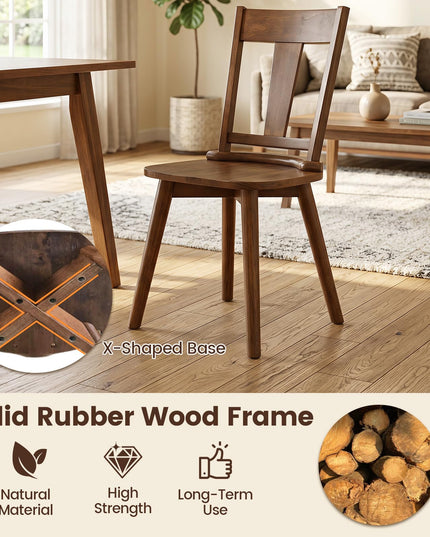 GIANTEX Solid Wood Dining Chairs Set of 2/4 w/Hollowed Backrest