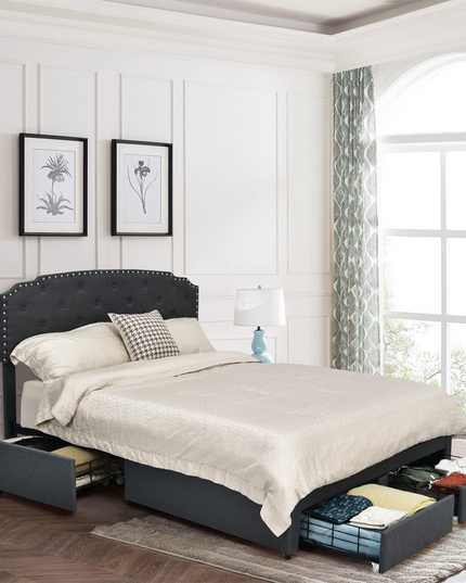 Giantex Upholstered Platform Bed Frame
