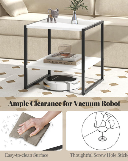 Giantex 20 Inch End Table, Modern Square Side Table with Storage Shelf, Small Coffee Table for Living Room