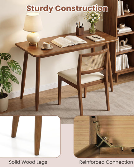 GIANTEX Computer Desk with Rubber Wood Legs for Bedroom or Small Spaces