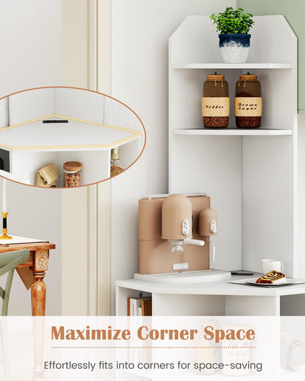 Giantex 6-Tier Corner Shelf with Charging Station, 63" Tall Corner Bookshelf with 2 USB Ports & 2 Outlets