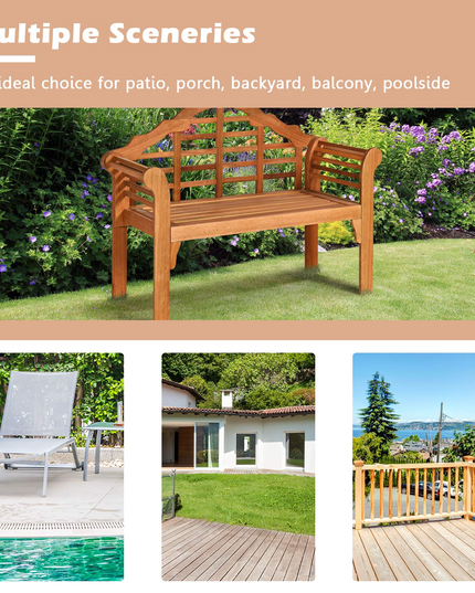 4 Ft Foldable Eucalyptus Garden Bench (Teak) - Giantex