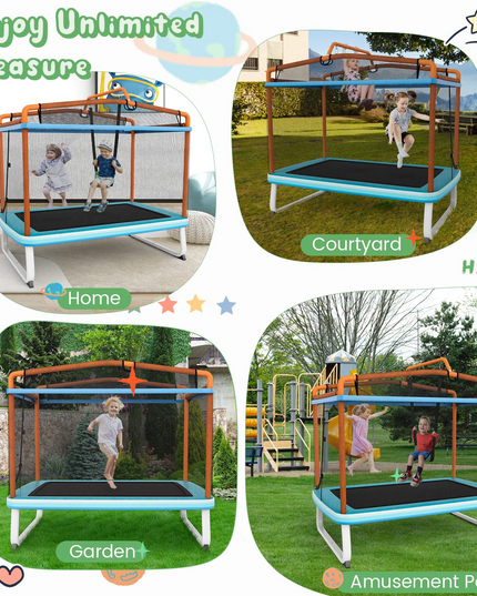 Giantex 6Ft Kids Trampoline with Swing and Horizontal Bar