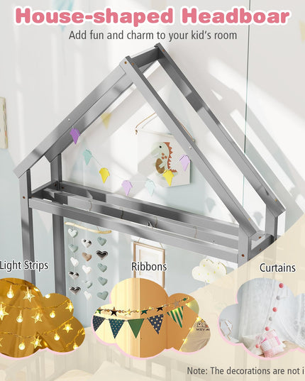Giantex Twin House Floor Bed for Kids for Girls or Boys