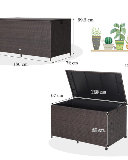 Giantex Wicker Outdoor Deck Box - 133 Gallon Storage Box with Lid