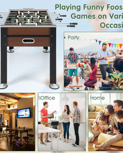 Giantex 54” Foosball Table, Foosball Table Adult Size with 2 Balls, Wood Football Table