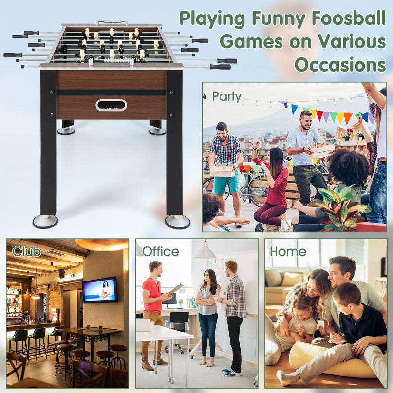 Giantex 54” Foosball Table, Foosball Table Adult Size with 2 Balls, Wood Football Table