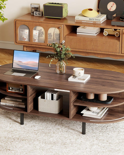 Giantex Oval Coffee Table 48 Inch Mid Century Modern Living Room Table