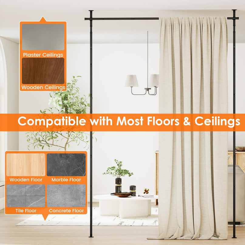 Giantex Room Divider Curtain Rod for Room Separation in Apartment