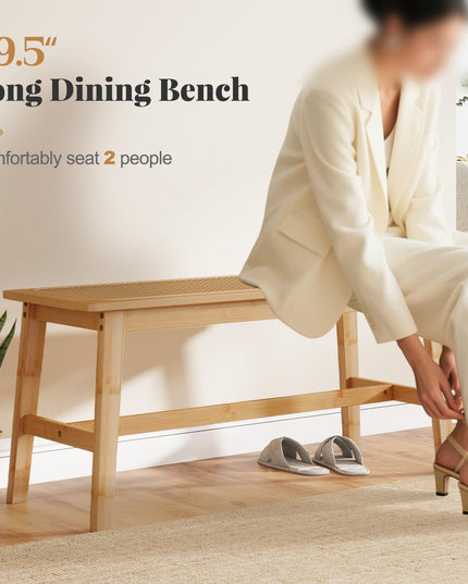 Banc de salle à manger Giantex 39,5" en bambou avec assise en rotin tressé à la main