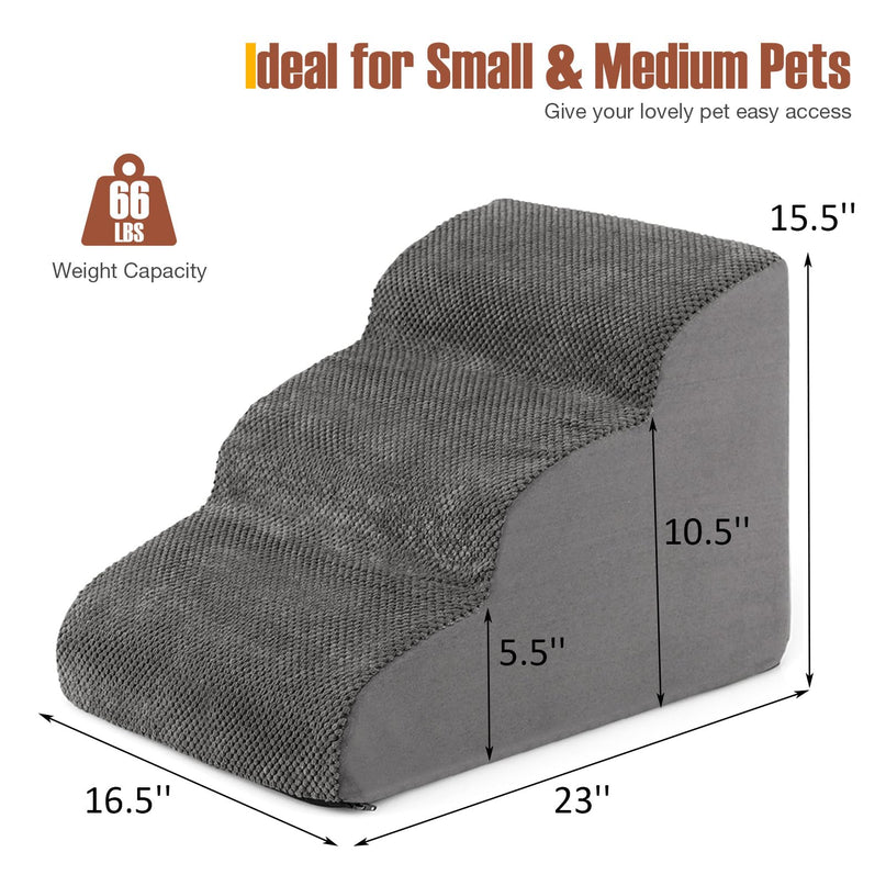 Giantex Dog Ramp Stairs for Bed 3 Tiers Foam Pet Steps for Small Dogs
