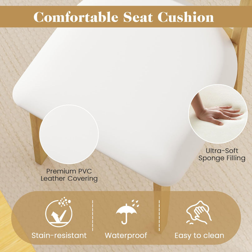 Giantex PVC Leather Upholstered Kitchen Chairs w/Breathable Mesh Cane Backrest