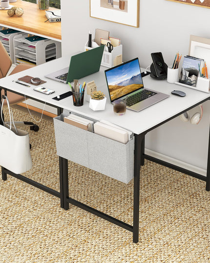 Giantex Conference Table with Charging Station, 2/4/6 PCS 32" x 24" Rectangular Meeting Room Desk with Storage Bag & Hook