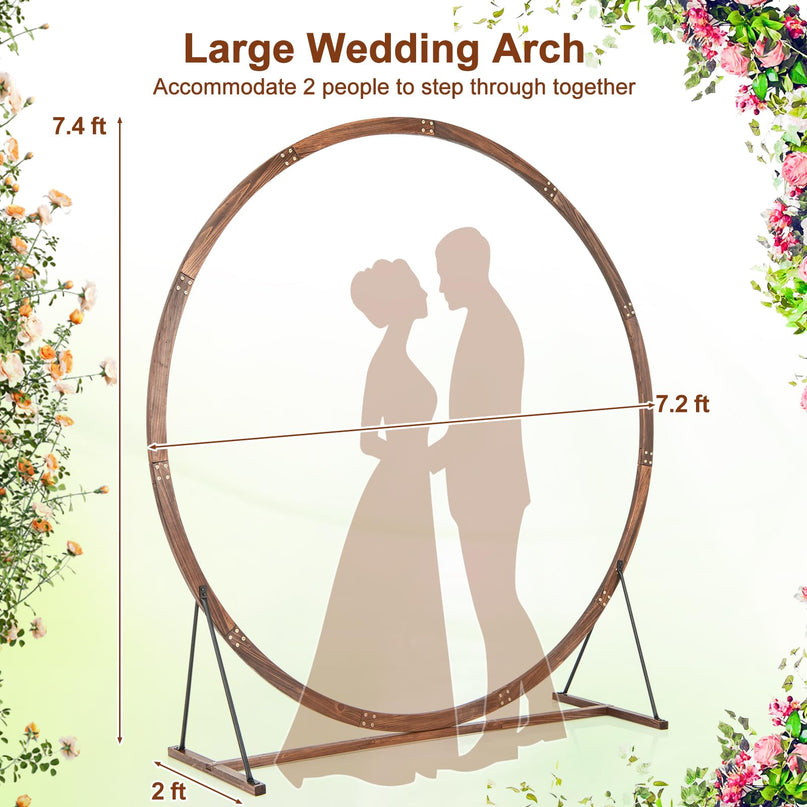 Giantex 7.4 FT Round Solid Wood Arbor for Ceremony Wedding Backdrop Stand