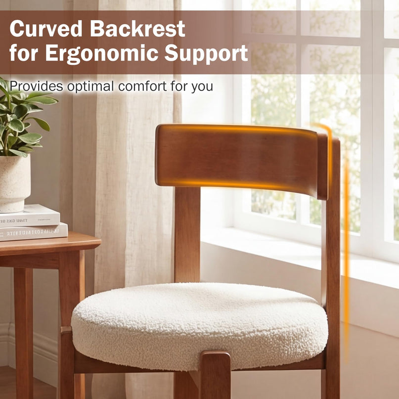 Giantex Wooden Dining Chairs Set of 2/4 Teddy Fleece Upholstered Boucle Kitchen Chair