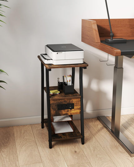 GIANTEX 3-Tier Industrial Nightstand with Charging Station (1/2)