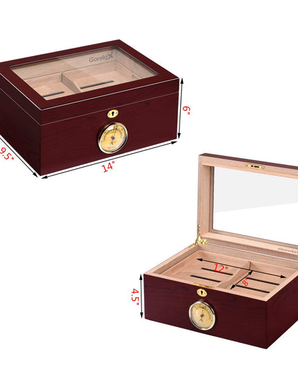 Giantex Desktop Cigar Humidor Tempered Glasstop Lockable