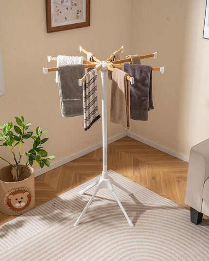 Giantex Foldable Laundry Drying Rack with 8 Bamboo Hanging Rods & 40 Hanger Slots