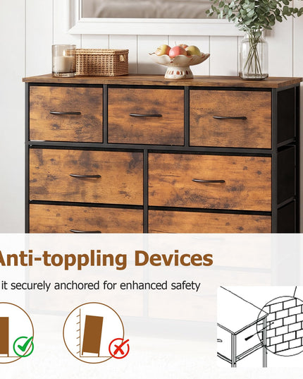 Giantex 9-Drawer Dresser for Bedroom Tall Fabric Storage Organizer Chest
