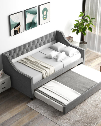 Giantex Upholstered Twin Daybed with Trundle