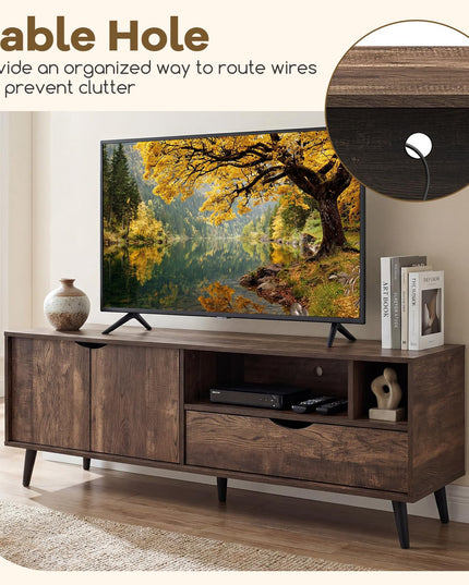 Giantex TV Stand for TVs up to 65 Inches Rustic Entertainment Center