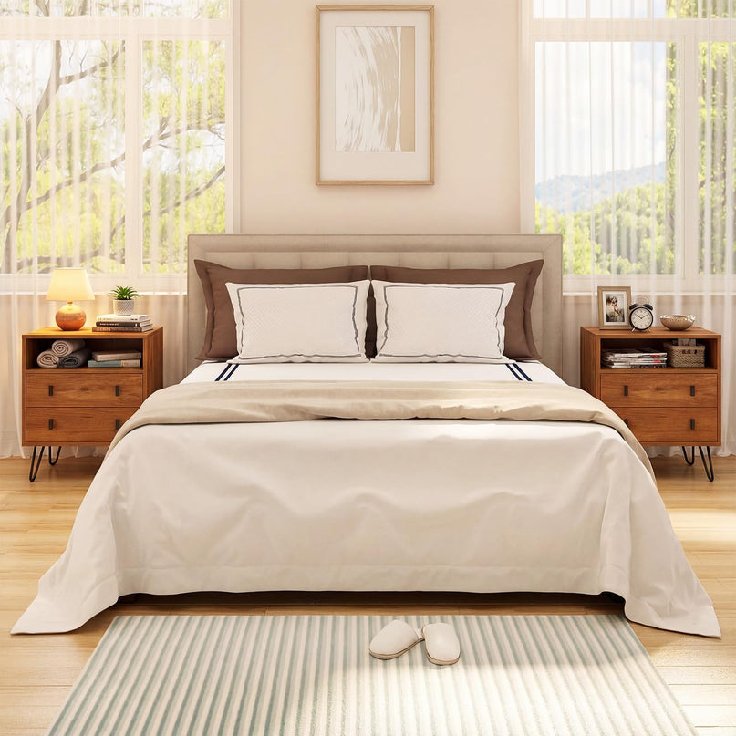 Table de chevet Giantex avec 2 tiroirs pour chambre à coucher et bureau